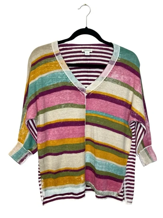 SUNDANCE Johanna 100% Cotton Multi Stripe sweater Top size Small - Picture 1 of 10